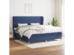 Vidaxl Cama Com Molas/colchão 200x200 Cm Tecido Azul