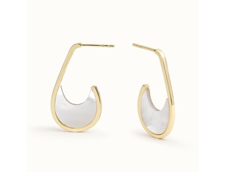 Brincos de argola Alhambra da Earcandy Jewelry feitos de prata esterlina 925 e metal sem níquel com engaste de madrepérola.