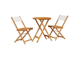 Conjunto de 3 Pcs de Bistrô em Tecido e Madeira Maciça Branco Nata MAISON EXCLUSIVE