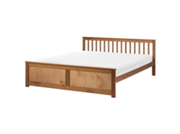 Cama Beliani Olendon De Madera De Pino Marrón 189x206x82