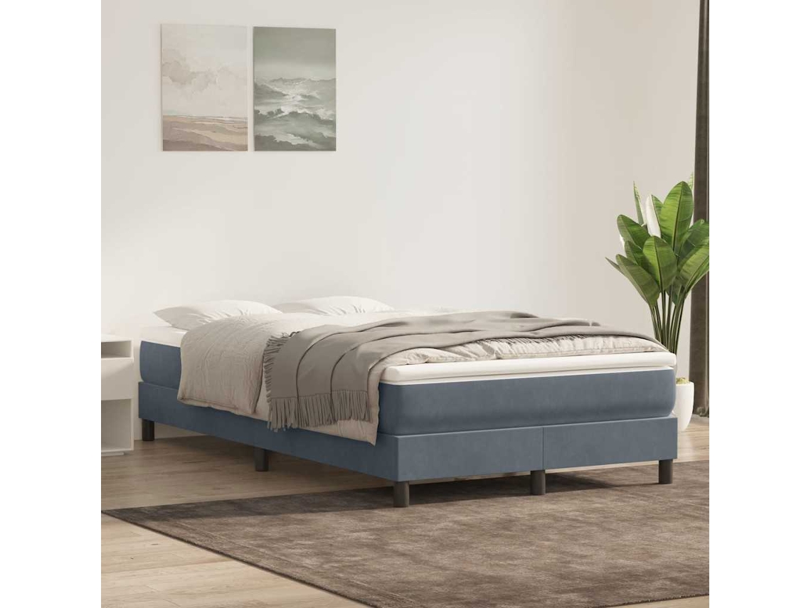 Vidaxl Cama Com Molas Sem Colchão 120x220 Cm Veludo Cinzento-escuro