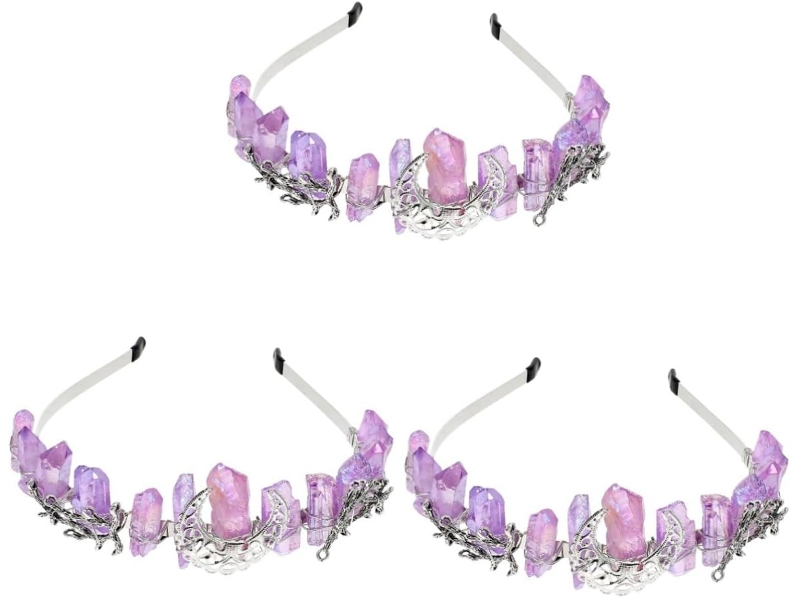 Coroa De Cristal Arco-íris De 3 Peças Com Lua Para Festa - Acessório Elegante Para Mulheres E Meninas