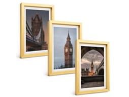 Pinturas Murais Modernasponte De Londres, Relógio Big Ben Moldura Dourada Fotos Para O Corredor Espelharte (3 Peças 20x30 Cm)