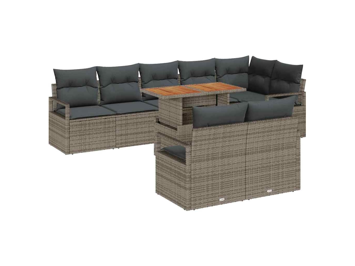 Maison Exclusive - Conjunto De Sofá De Jardim Com Almofada 9 Pcs Cinza E Marrom