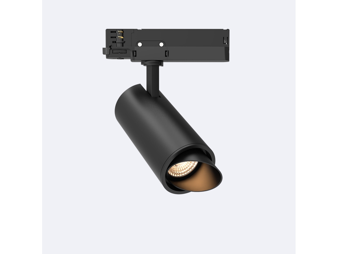 Foco Carril Led Trifásico 30W Fasano Cilíndrico Bisel no Flicker Regulável Dali Preto