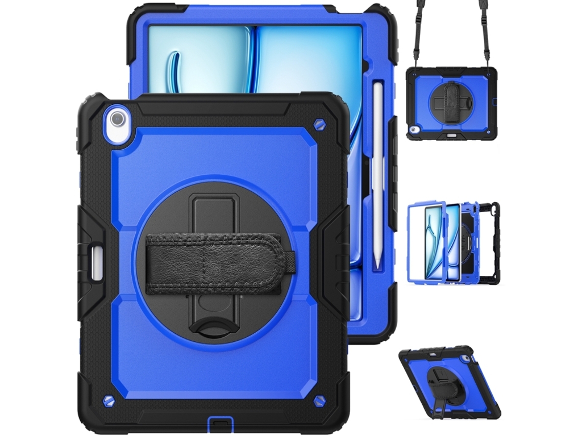 Capa Para Ipad Air 13 2026/2025/2024 13 Polegadas À Prova De Choque,com Suporte E Alça De Ombroazul Escuro + Preto