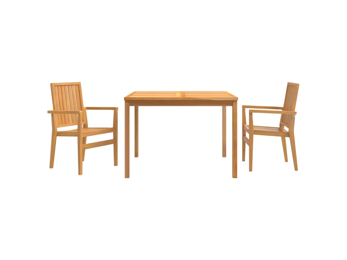 Maison Exclusive - 3 Pcs Conjunto De Jantar Para Jardim Madeira De Teca Maciça
