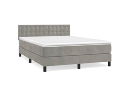 Conjunto 1 Cama Box Spring Vidaxl Cinzeto Veludo (193 X 144 X 88 Cm)