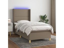 Vidaxl Cama Box Spring Colchão/led 100x200cm Tecido Cinza-acastanhado