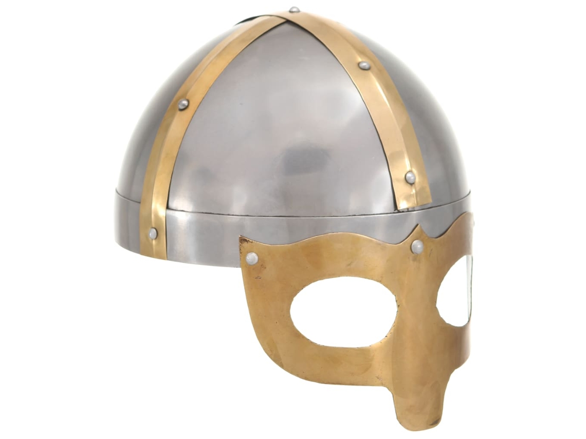 Vidaxl Capacete Soldado Viking Réplica Larp Aço Prateado