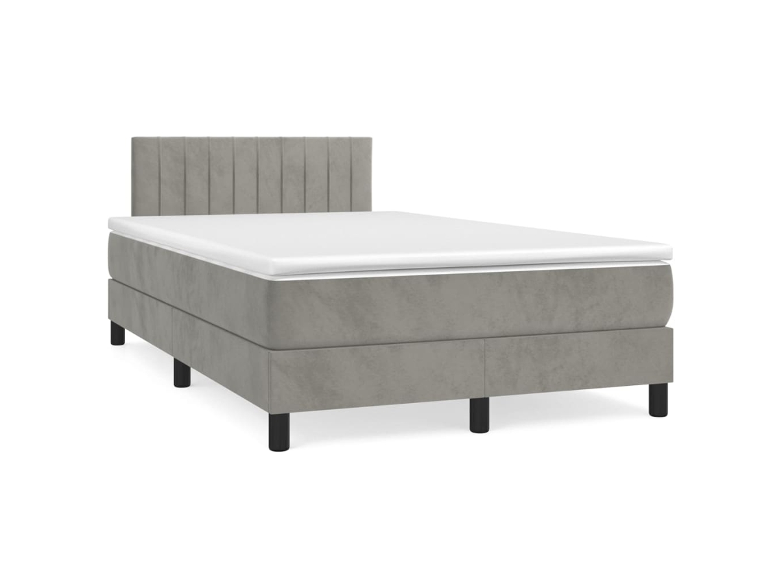 Cama Boxspring com Colchão Veludo Cinzento Claro MAISON EXCLUSIVE (120x200 cm)