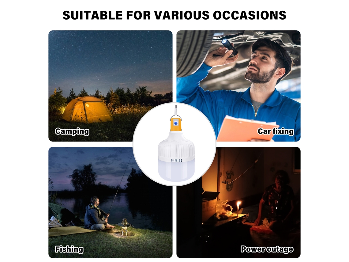 Lâmpada de acampamento LED recarregável USB S/MARCA