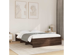 Vidaxl Estrutura Cama S/ Colchão Derivados Madeira Carvalho Castanho