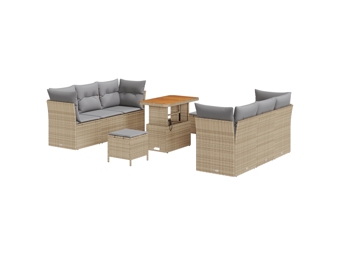 Conjunto De Sofás Para Exterior Vidaxl Bege Vime Pe (90 X 55 X 71 Cm)