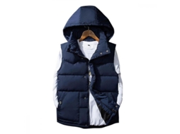 2026 chaleco Acolchado Sem Mangas Allthemen com Boné Removível Outono/inverno Ajustado Casual para Homens Lr M Azul Marino
