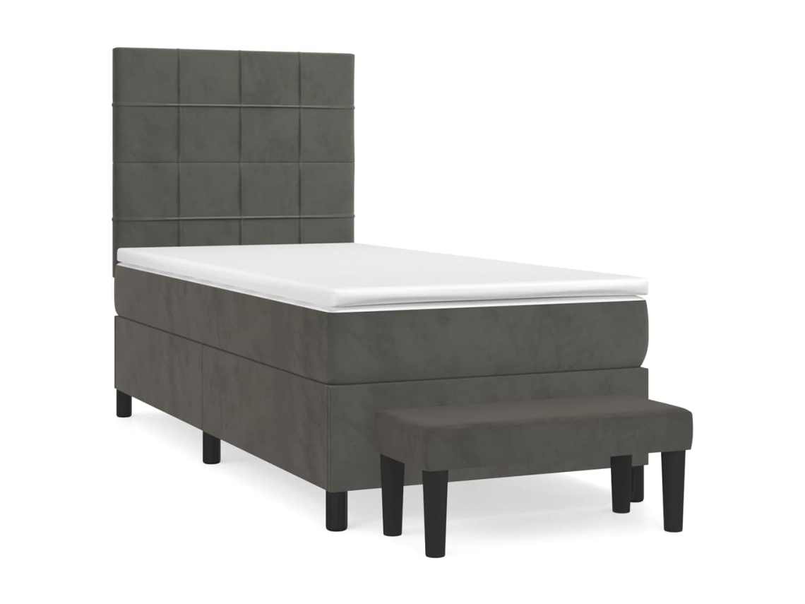 Cama com Molas/colchão 90x190 Cm Veludo Cinza escuro MAISON EXCLUSIVE