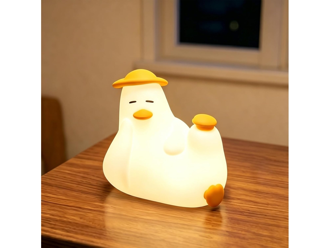 Luminária Noturna Recarregável Em Silicone Macio Formato De Pato, Com