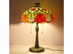 Abajur De Mesa Botowi Estilo Tiffany, Base De Liga Metálica Rosa Retrô, 40cm 16 Polegadas, Ideal Para Leitura Ao Lado Da