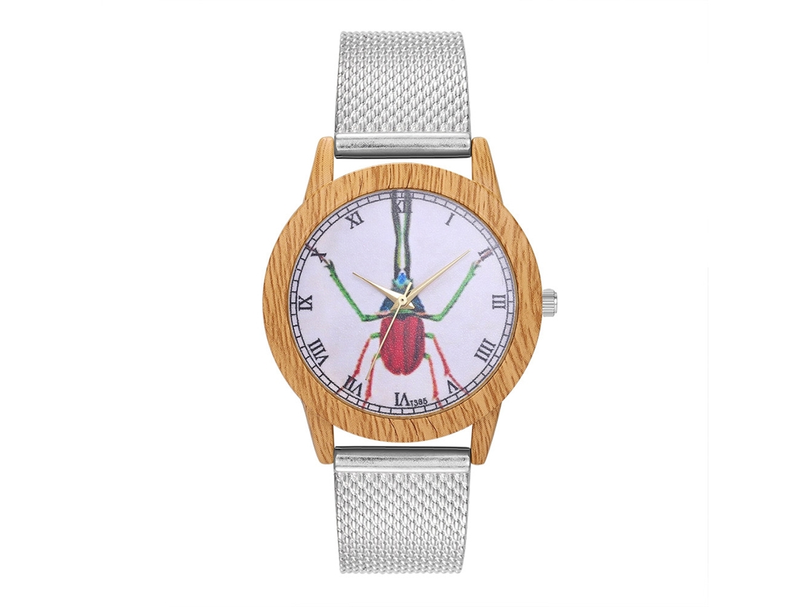 Relógio Analógico de Quartzo com Pulseira de Malha de Aço Simples Elegante para Mulher (prata)