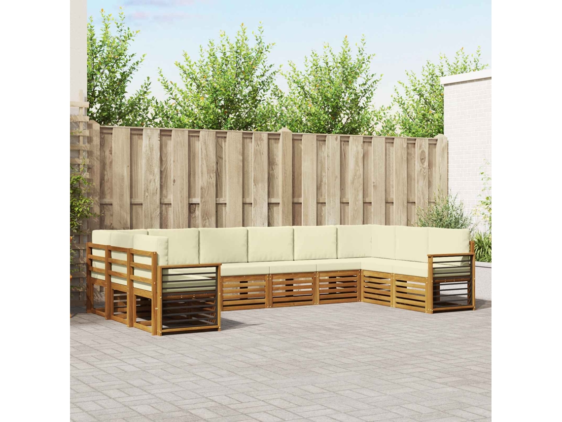 Vidaxl Conjunto De Sofás Para Exterior 10 Unid. Natural E Creme
