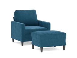 Sofa Chair With Footstool, Sofa Chairs With Footstools Vidaxl Azul Veludo (n/a)