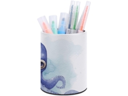 Porta-lápis em formato de pó, em couro sintético azul, decoração de mesa, ideal para mulheres e para decorar casas e quartos.