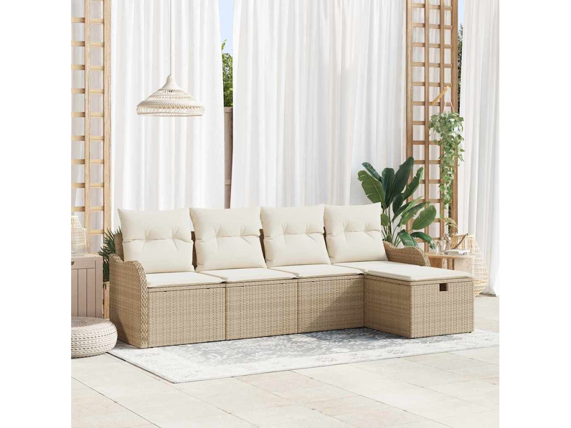Vidaxl Conjunto De Sofá De Jardim 5 Unid. Rattan Sintético