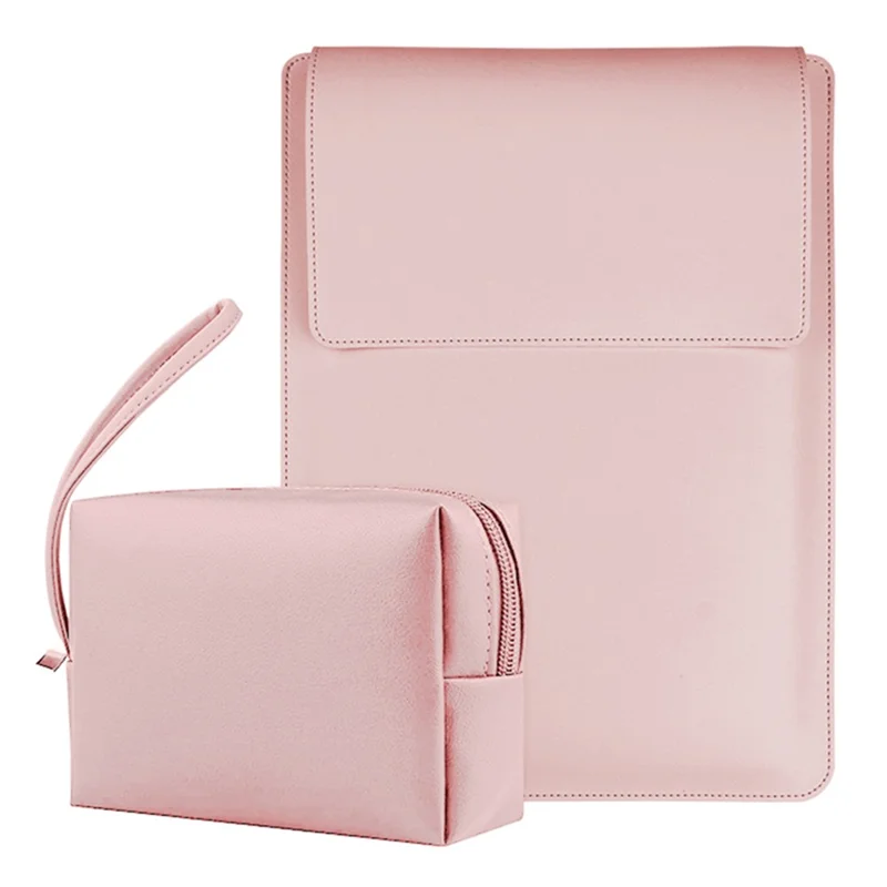 Capa Halinuia Para Portátil 13,3 Polegadas Tecido Oxford Impermeável Rosa Com Bolso Frontal E Alça Retrátil