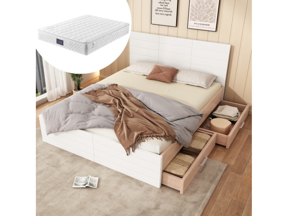 Cama Casal, em madeira, estilo moderno/minimalista, robusta, durável, design prático, fácil de montar, qualidade superior, colchão não incluído.