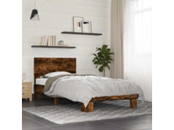Vidaxl Estrutura De Cama Com Cabeceira Carvalho Fumado 80 X 200 Cm