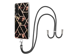 Capa De Tpu À Prova De Choque Com Cordão E Estampa De Flor De Mármore Galvanizada Para Lg Stylo 7 5g