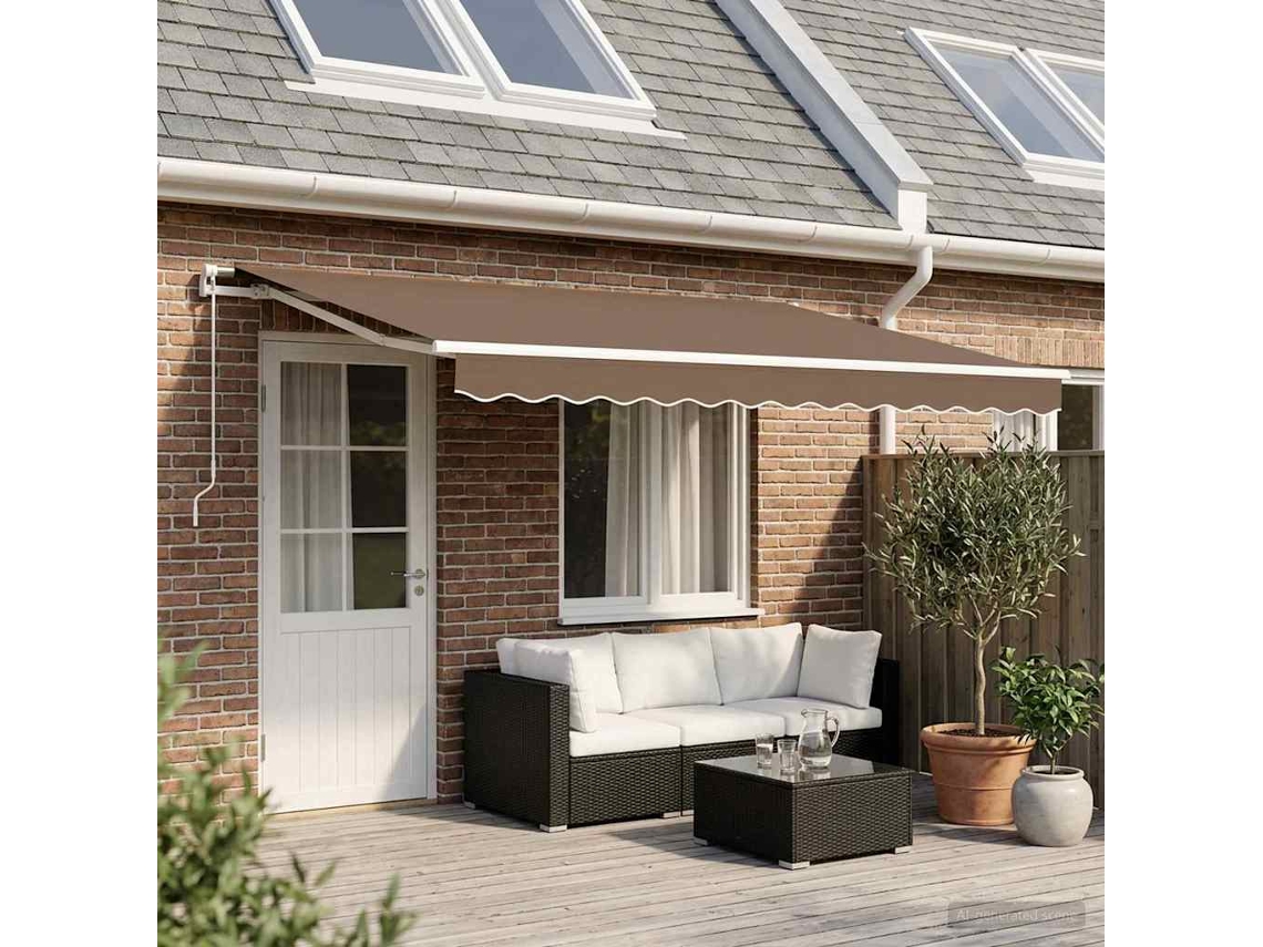 Vidaxl Toldo Retrátil Cinzento-acastanhado 400 × 350 Cm
