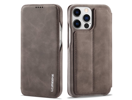 Capa Para Iphone 14 Pro Max Lc.imeeke Pele Sintética Magnética Com Porta-cartões Castanho
