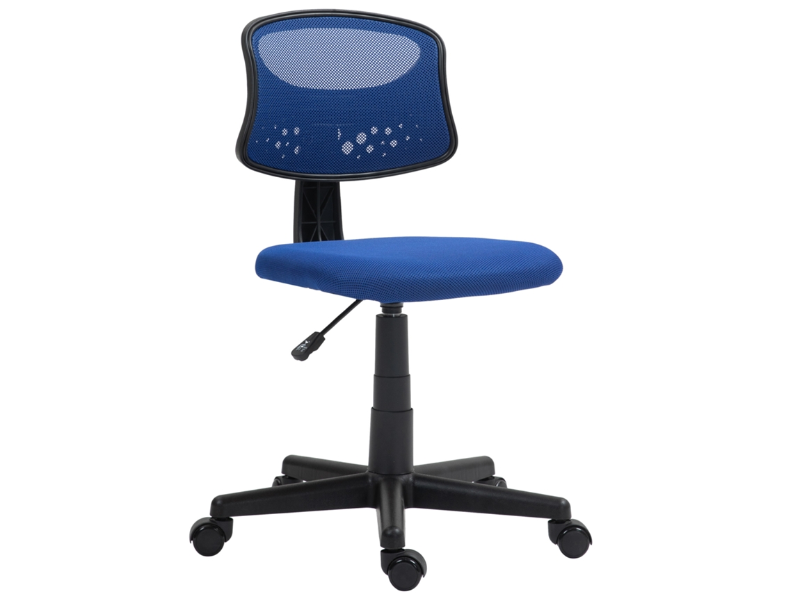 Cadeira De Escritório Poliéster, Pu E Nylon Cor Azul 43x48x78 88 Cm Homcom
