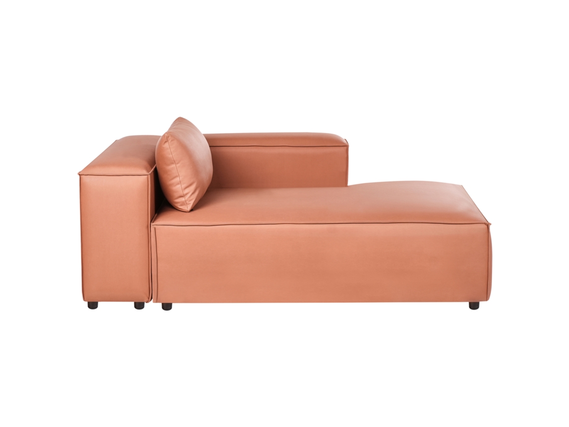 Chaise Longue À Esquerda Beliani Brande De Tecido Castanho Dourado 121x184x70
