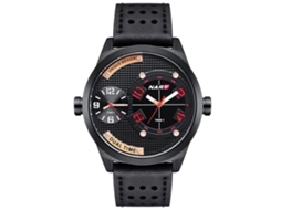 Reloj De Pulsera Hombre De Cuero Pu Quartz Con Dial Redondo Negro