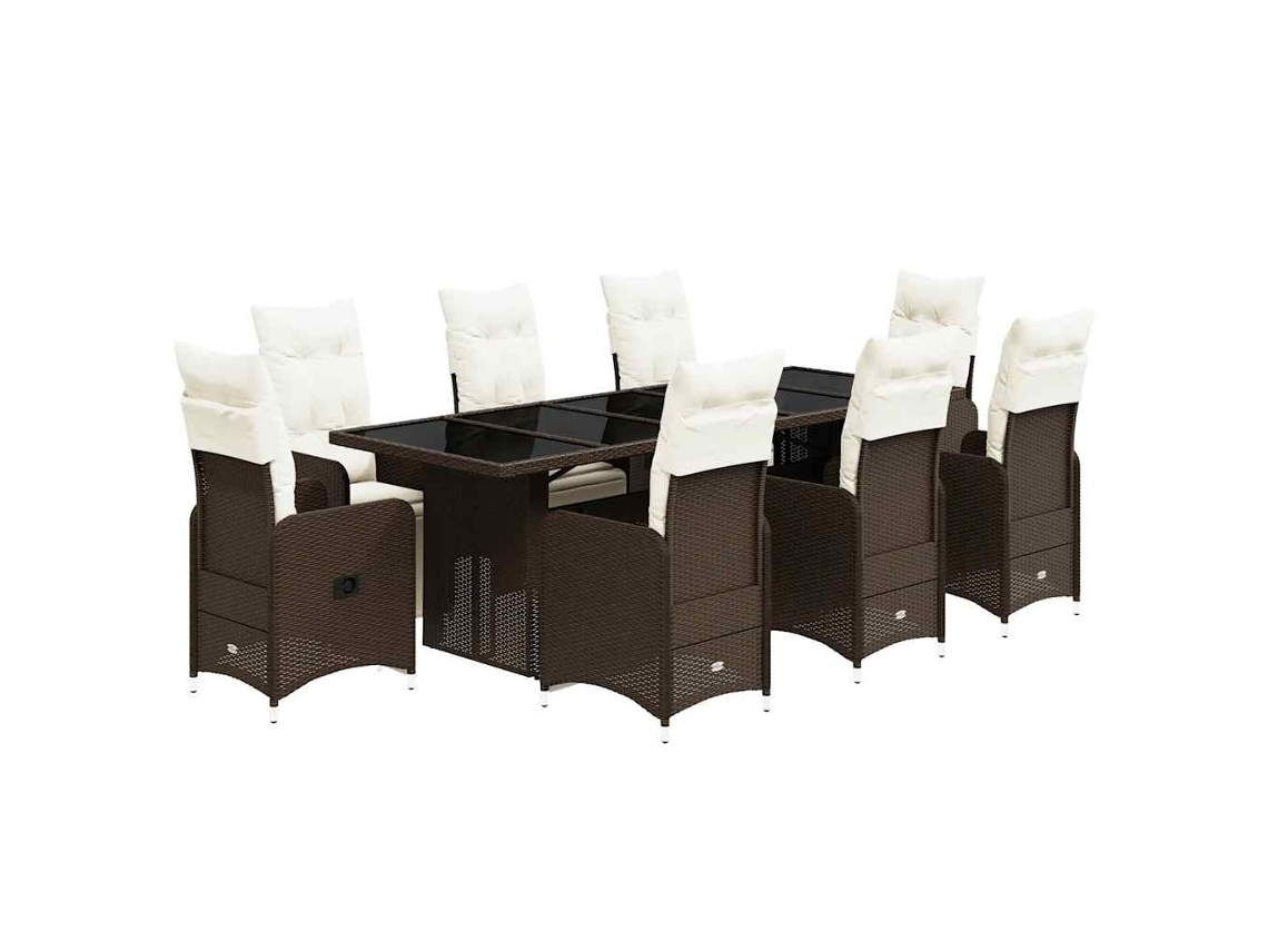 Conjunto de 9 Bistrôs de Jardim com Almofadões Vime Pe Castanho MAISON EXCLUSIVE