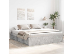 Estrutura De Cama 200x200 Cm Cinza Cimento