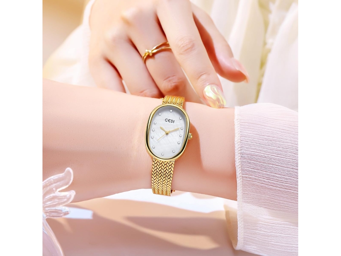 Lurelia Relógio Feminino, Detalhes Com Strass, Aço Inoxidável, Resistente À Água 30m, Prata