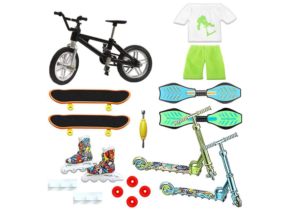Mali conjunto de Brinquedos Bicicleta e Skate de Dedo Verde Durável Fácil de Jogar para Casa