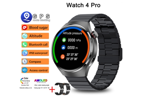 Smartwatch Timovo® Reloj Inteligente Para Android Ios Gt4 Pro Relógios À Prova Dwaterproof Água, Fitness Ao Ar Livre, Nfc, Rastreador Gps Preto