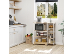Estante Multiuso com 7 Prat. Armazenamento para Utensílios Livros Plantas 90x40x95cm Madeira Natural