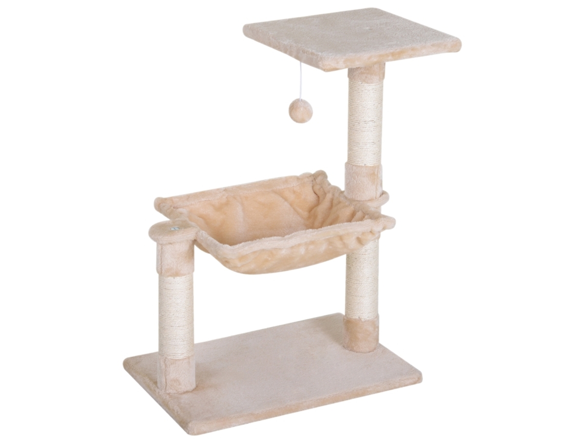 Arranhador Sisal Rede Pelúcia Bege 50x36x70cm VOLTEDGE