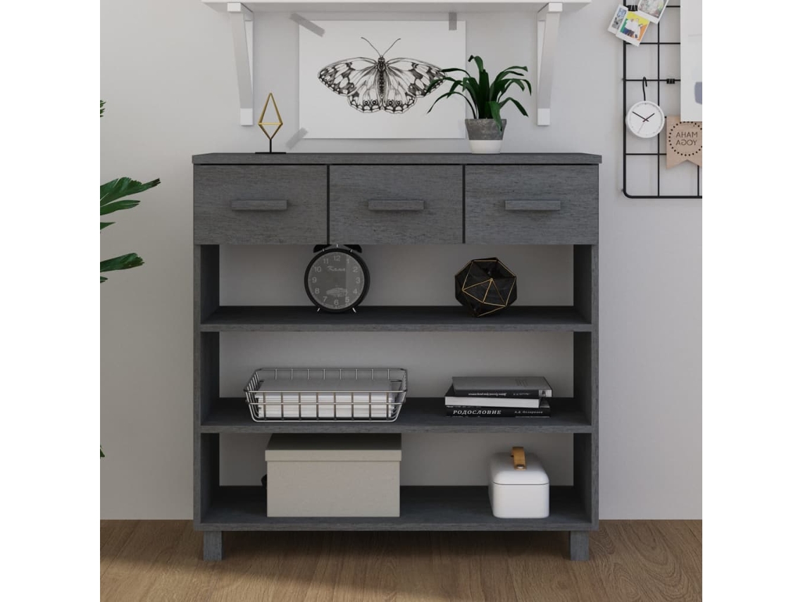 Vidaxl Mesa Consola Hamar 90x35x90 Cm Pinho Maciço Cinza-escuro
