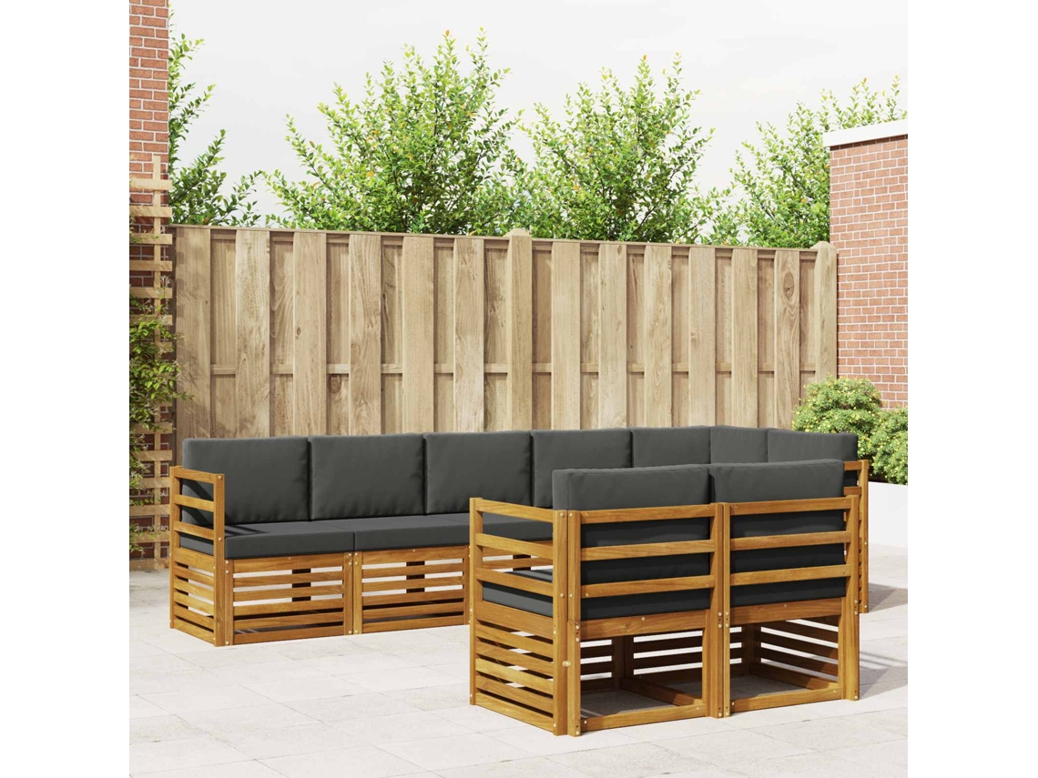 Vidaxl Conjuntos De Sofás Com Almofada 8 Pcs Natural E Antracite
