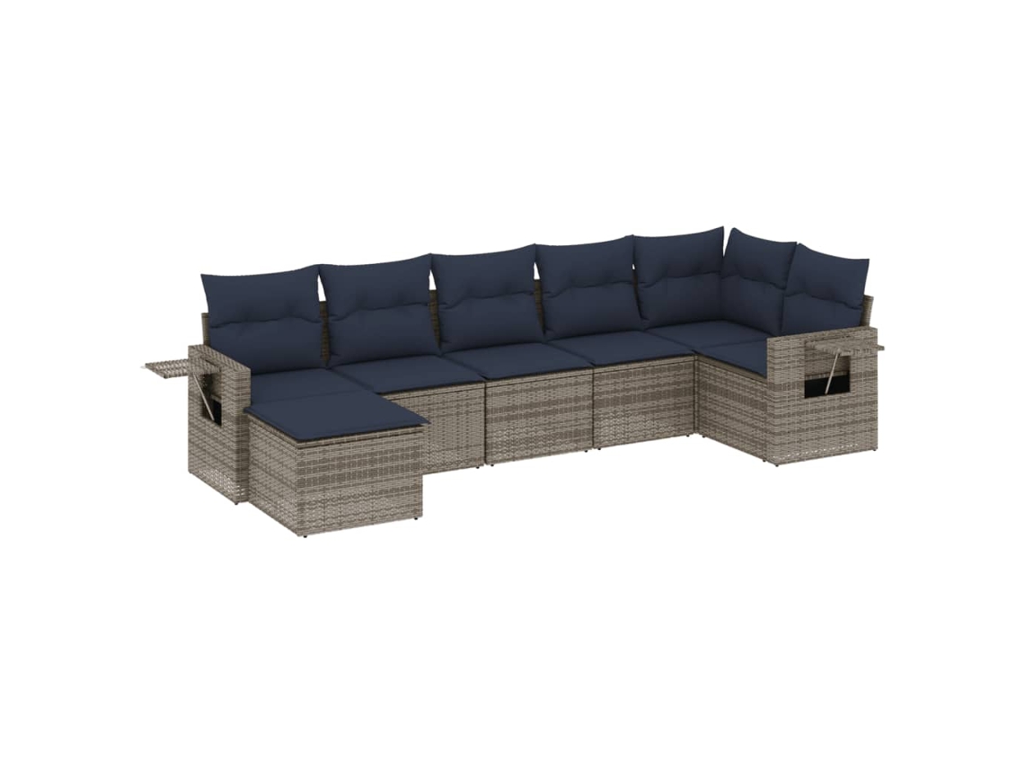 Conjunto de Sofá de Jardim, 7 Peças, Almofadas, Rattan Cinza MAISON EXCLUSIVE