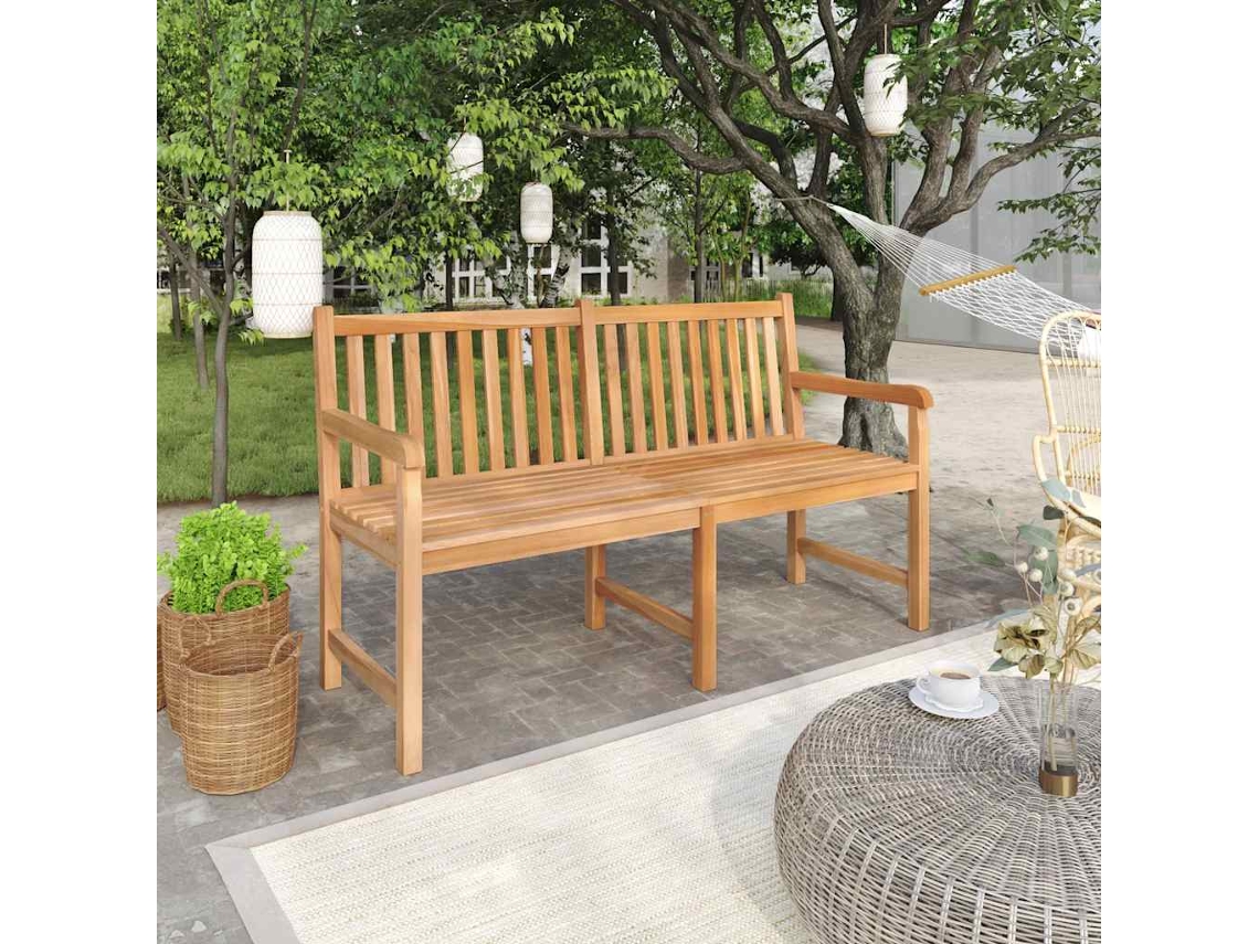 Vidaxl Banco De Jardim 150 Cm Madeira De Teca Maciça