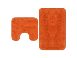 Vidaxl Conjunto Tapetes De Casa De Banho 2 Pcs Tecido Laranja