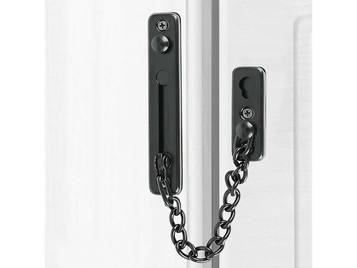 Cadeado De Corrente Porta Em Aço Inoxidável, Preto, Com Trava De Segurança Deslizante E Limitador Entrada