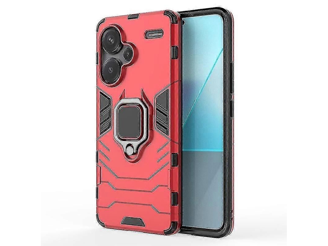 Capa para Xiaomi Redmi Note 13 Pro+ YURU com Anel Suporte Kickstand Proteção Anti choque em Pc+tpu Vermelha